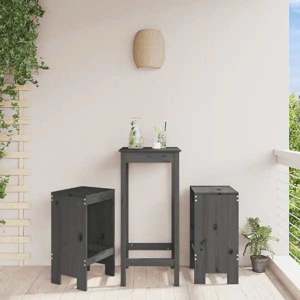 Gossi taburete de bar, 2 buc., gri, 40x36x75 cm, lemn masiv de pin
