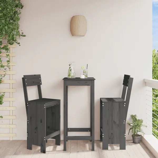 Gossi taburete de bar, 2 buc., gri, 40x48,5x115,5 cm, lemn masiv pin