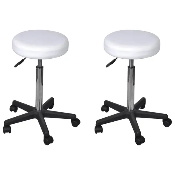 Gossi taburete de birou, 2 buc., alb, 35,5x84 cm, piele ecologica