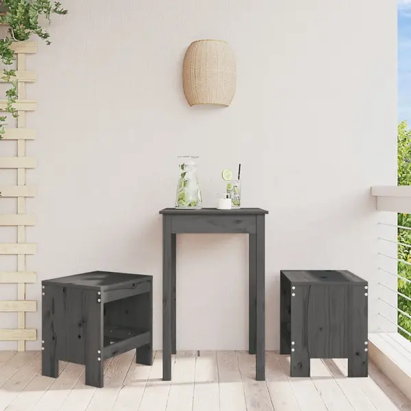 Gossi taburete de gradina, 2 buc., gri, 40x36x45 cm, lemn masiv pin