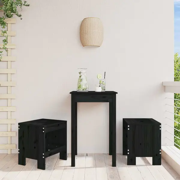 Gossi taburete de gradina, 2 buc., negru, 40x36x45 cm, lemn masiv pin