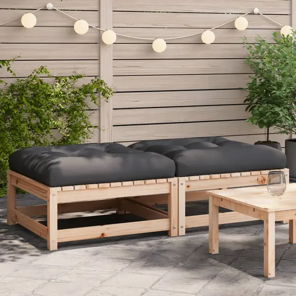 Gossi taburete de gradina cu perne, 2 buc., lemn masiv de pin