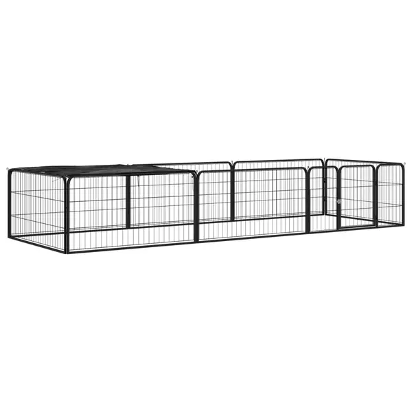 Gossi tarc caini 8 panouri negru 100x50 cm, otel vopsit electrostatic