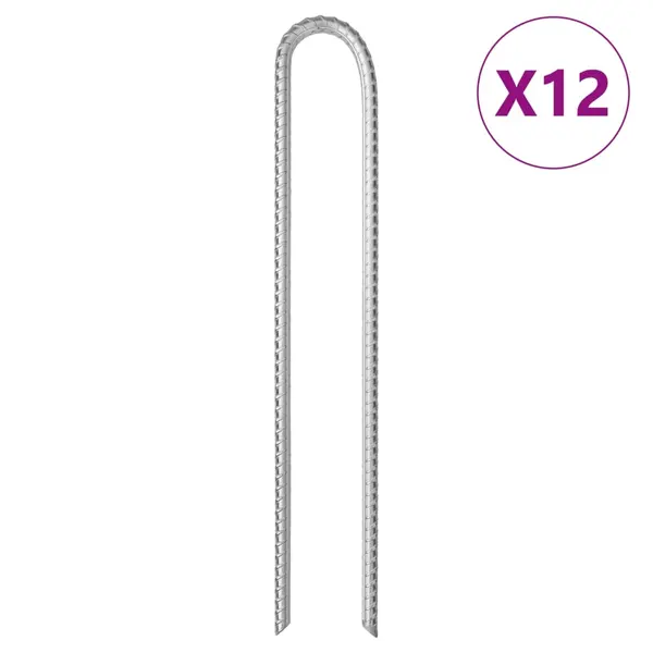 Gossi tarusi de cort, 12 buc., 37 cm, Ø10 mm, otel galvanizat