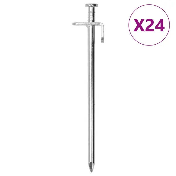 Gossi tarusi de cort, 24 buc., 19,5 cm, Ø8 mm, otel galvanizat