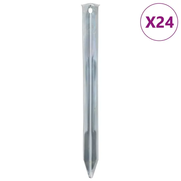 Gossi tarusi de cort, 24 buc., 22 cm, Ø7 mm, otel galvanizat