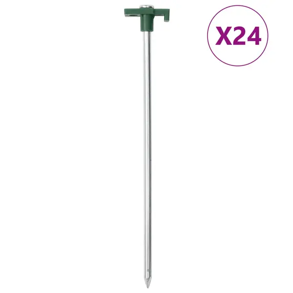 Gossi tarusi de cort, 24 buc., 25 cm, 7 mm, otel galvanizat si pp
