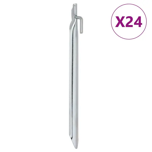 Gossi tarusi de cort 24 buc., forma v, 25 cm, Ø20 mm, otel galvanizat