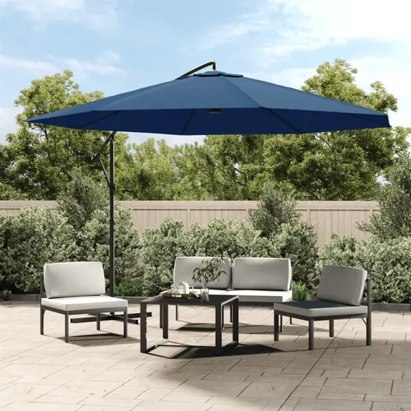 Gossi umbrela consola de gradina, stalp din aluminiu, albastru 350 cm