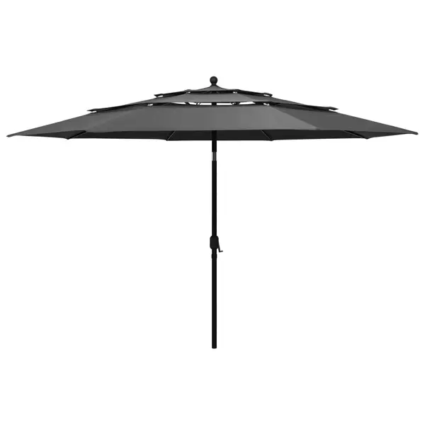 Gossi umbrela de gradina 3 niveluri, stalp aluminiu, antracit, 3,5 m