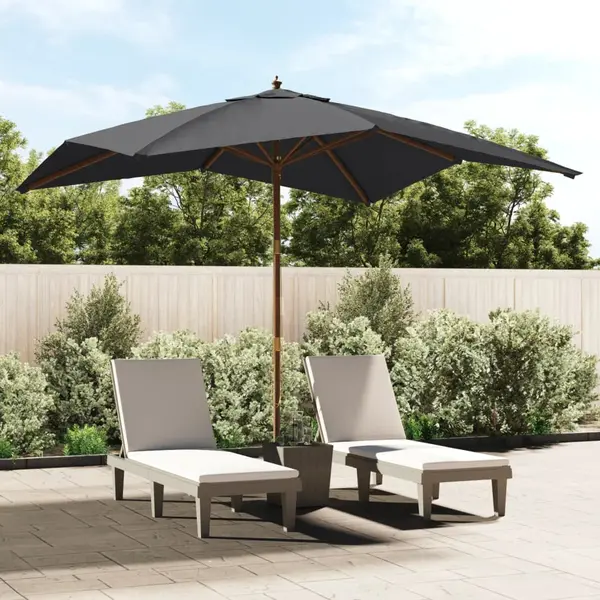Gossi umbrela de gradina stalp din lemn, negru, 300x300x273 cm