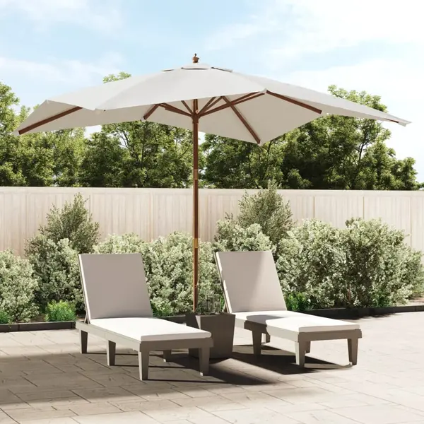 Gossi umbrela de gradina stalp din lemn, nisipiu, 300x300x273 cm