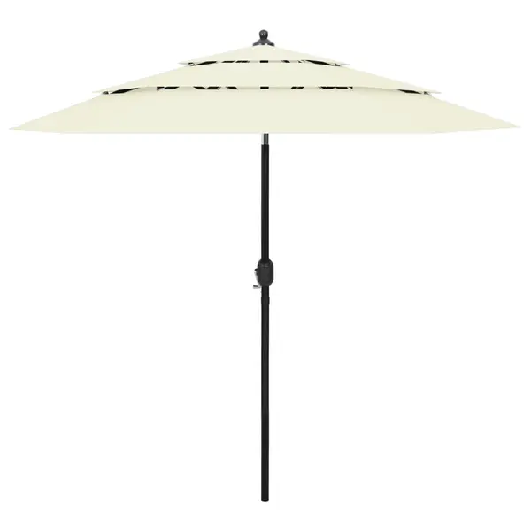 Gossi umbrela de soare 3 niveluri, stalp de aluminiu, nisipiu, 2,5 m