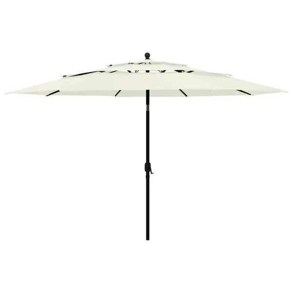 Gossi umbrela de soare 3 niveluri, stalp de aluminiu, nisipiu, 3,5 m