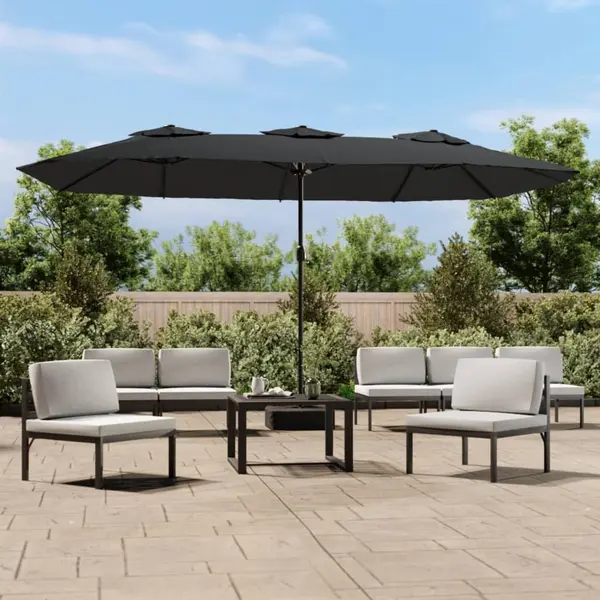 Gossi umbrela de soare cu doua capete, antracit, 449x245 cm
