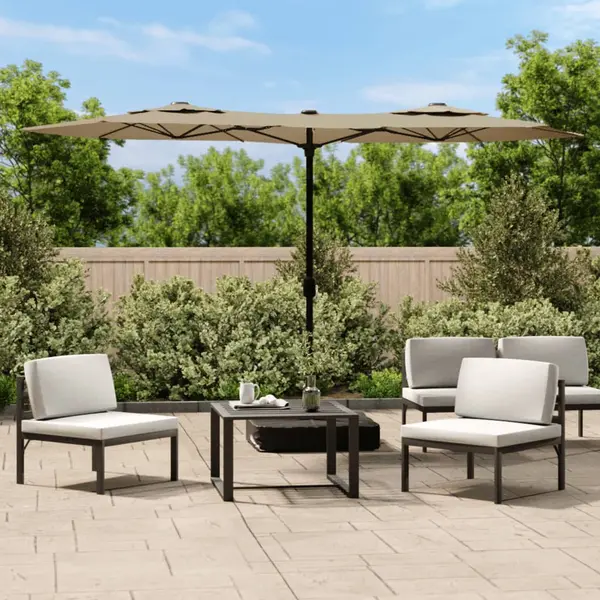 Gossi umbrela de soare cu doua capete, gri taupe, 316x240 cm