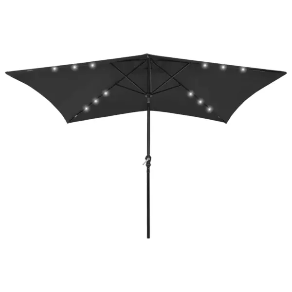 Gossi umbrela de soare cu stalp din otel & led-uri, negru, 2x3 m