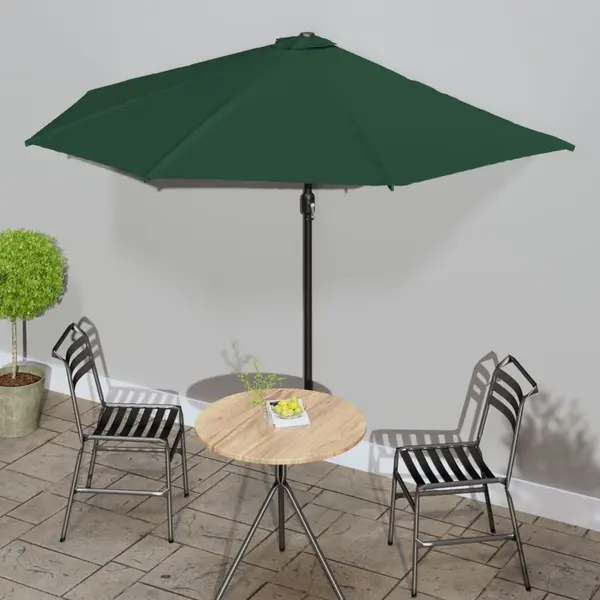 Gossi umbrela de soare de balcon, tija aluminiu, verde, 300x155 cm