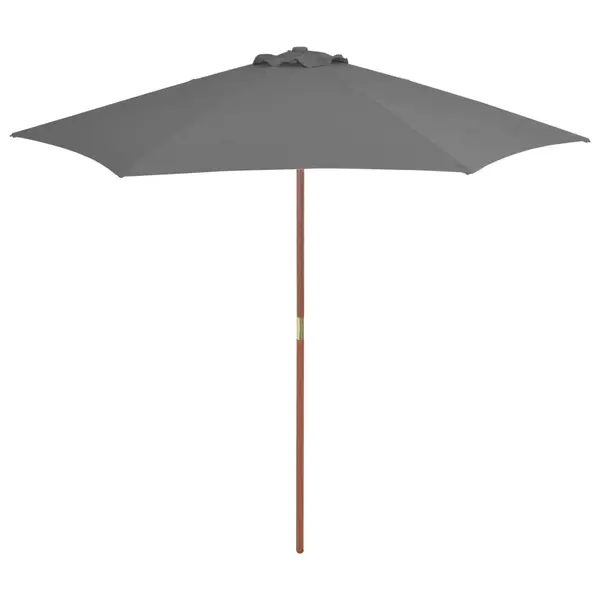 Gossi umbrela de soare de exterior, stalp din lemn, antracit, 270 cm