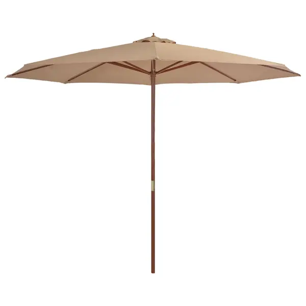 Gossi umbrela de soare de exterior, stalp din lemn, gri taupe, 350 cm