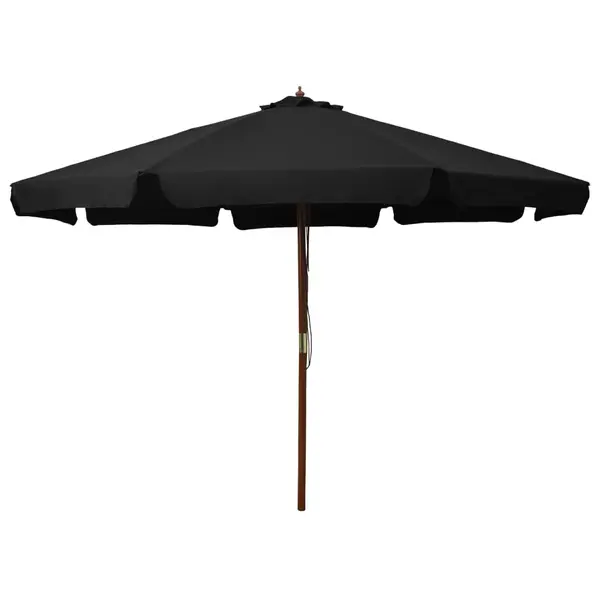 Gossi umbrela de soare de exterior, stalp din lemn, negru, 330 cm