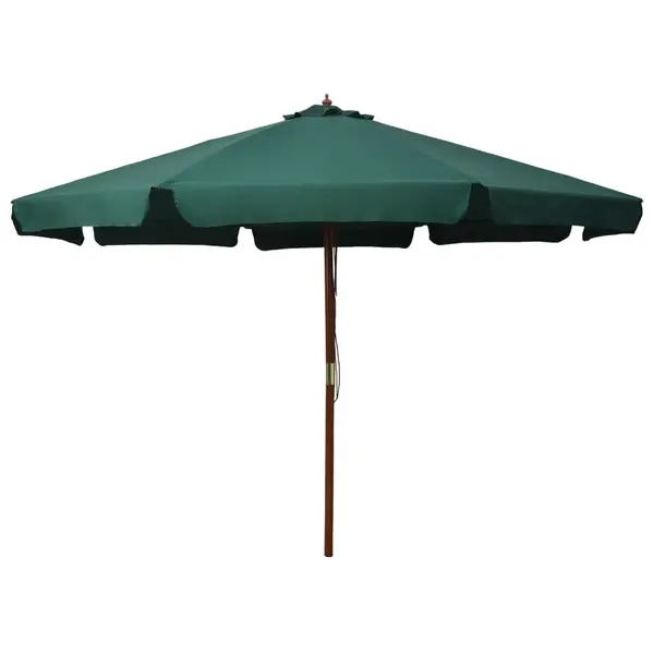 Gossi umbrela de soare de exterior, stalp din lemn, verde, 330 cm