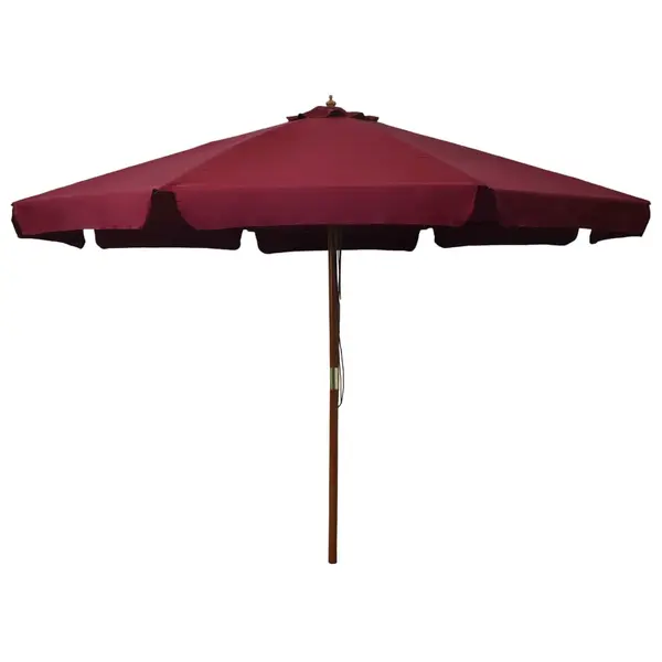 Gossi umbrela de soare de exterior, stalp lemn, rosu burgund, 330 cm