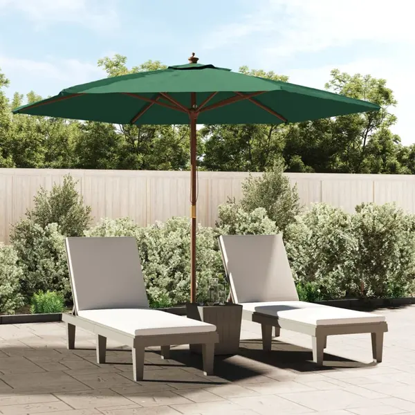 Gossi umbrela de soare de gradina stalp din lemn, verde, 299 x 240 cm