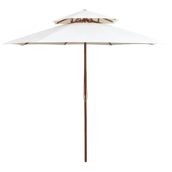 Gossi umbrela de soare dubla, 270x270 cm, stalp de lemn, alb crem