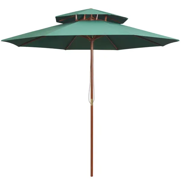 Gossi umbrela de soare dubla, 270x270 cm, stalp de lemn, verde