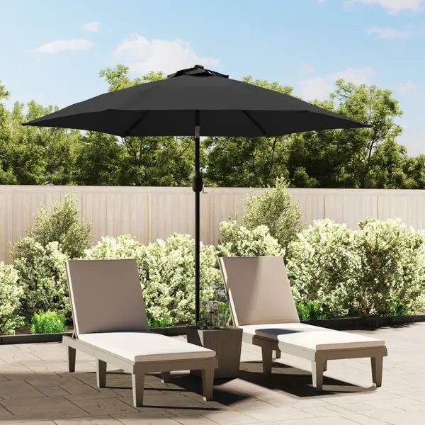 Gossi umbrela de soare exterior cu led & stalp de otel antracit 300cm