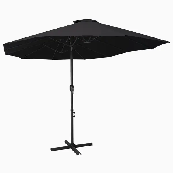 Gossi umbrela de soare exterior cu stalp aluminiu, negru, 460x270 cm