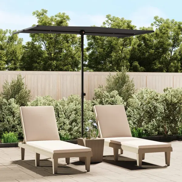 Gossi umbrela de soare exterior, stalp aluminiu, negru, 180x110 cm