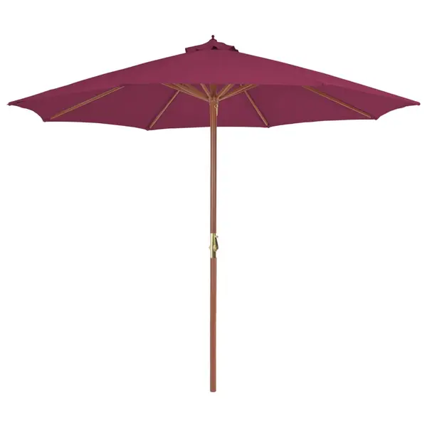 Gossi umbrela de soare exterior, stalp din lemn, 300 cm, rosu bordo