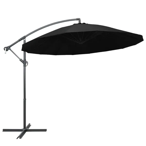 Gossi umbrela de soare suspendata, negru, 3 m, stalp de aluminiu