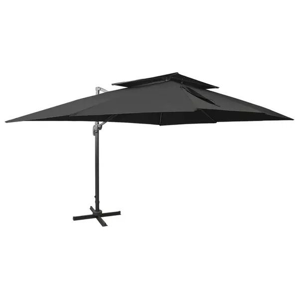 Gossi umbrela in consola cu invelis dublu, negru, 400x300 cm