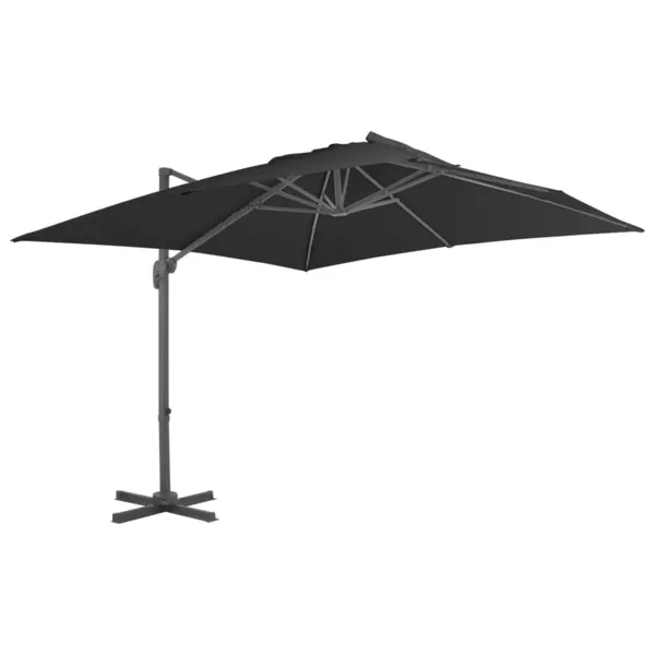 Gossi umbrela in consola cu stalp din aluminiu, negru, 3x3 m