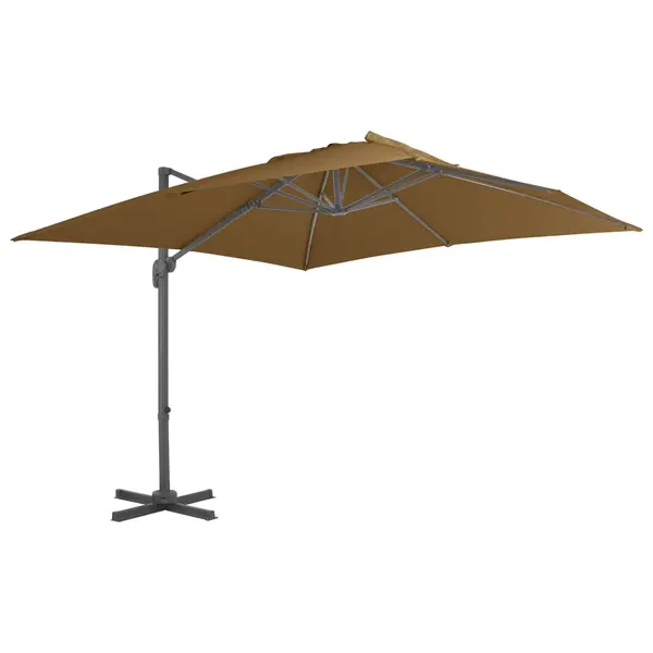 Gossi umbrela in consola cu stalp din aluminiu, taupe, 300x300 cm