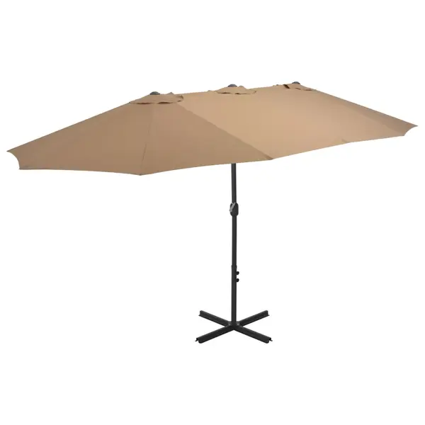 Gossi umbrela soare exterior cu stalp aluminiu gri taupe 460x270 cm