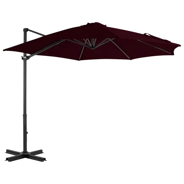 Gossi umbrela suspendata cu stalp din aluminiu, rosu, 300 cm