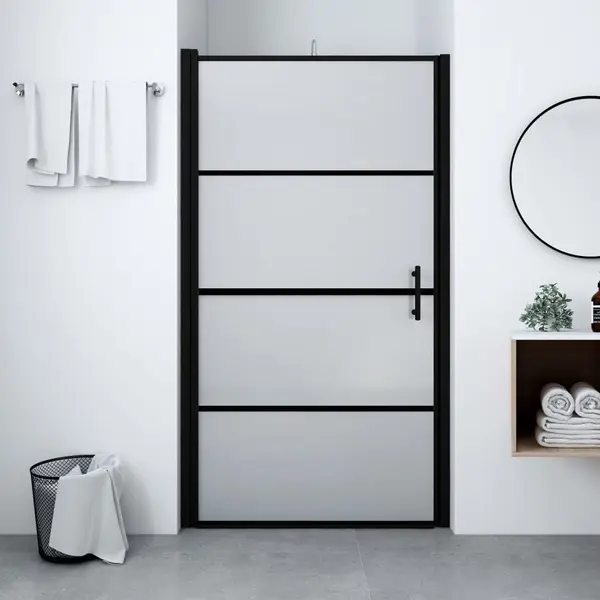 Gossi usa de dus, negru, 100 x 178 cm, sticla mata securizata
