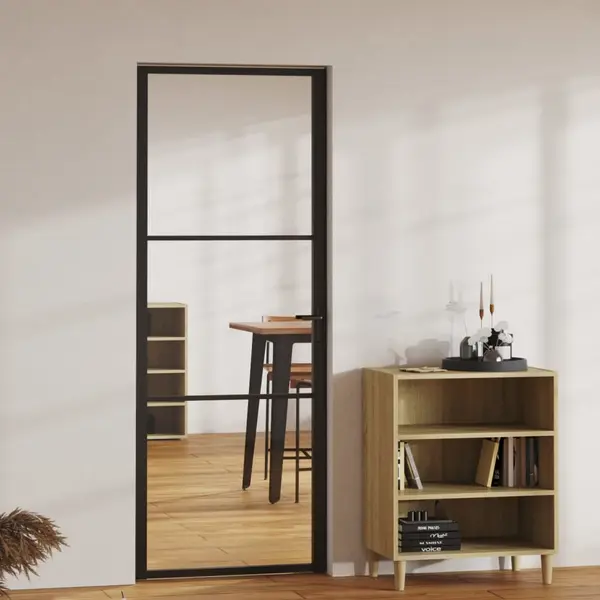 Gossi usa de interior, negru, 76x201,5 cm, sticla esg si aluminiu