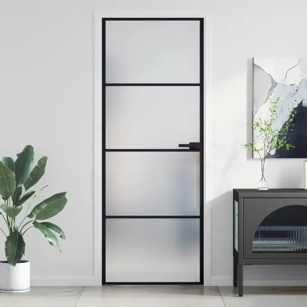 Gossi usa de interior negru 76x201,5 cm sticla securiz./aluminiu slim