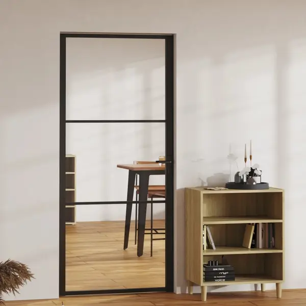 Gossi usa de interior, negru, 93x201,5 cm, sticla esg si aluminiu