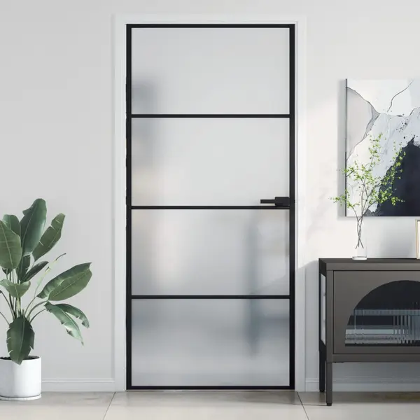 Gossi usa de interior negru 93x201,5 cm sticla securiz./aluminiu slim