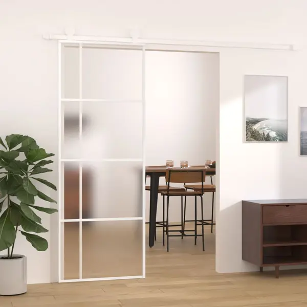 Gossi usa glisanta, alb, 76x205 cm, sticla mata esg si aluminiu
