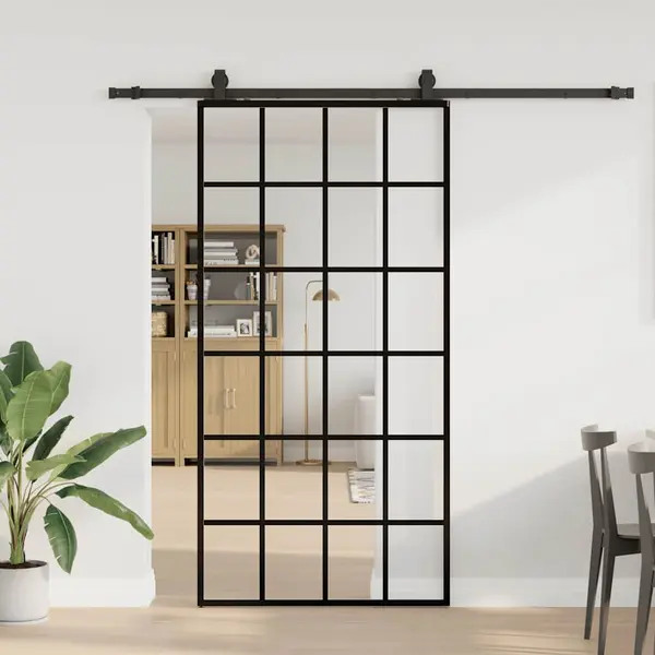Gossi usa glisanta cu set de feronerie neagra 102x205 cm sticla esg