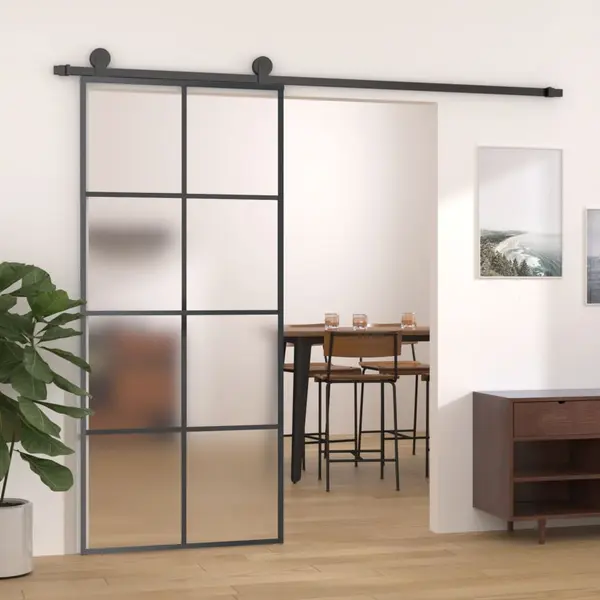 Gossi usa glisanta, negru, 90x205 cm, aluminiu si sticla esg