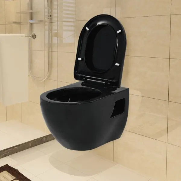 Gossi vas de toaleta cu montare pe perete, ceramica, negru