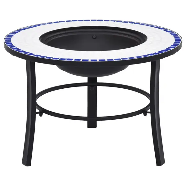 Gossi vatra de foc cu mozaic, albastru si alb, 68 cm, ceramica
